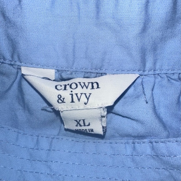 Crown & Ivy Light Blue Cotton Eyelet Blouse Size XL - Picture 4 of 5